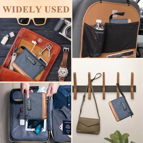 Odour-Proof Bag Safe Bag Combination Lock Bag Safe Waterproof Bag Odour-Proof Wallet Bag with Combination Lock Document Bag Money Box Lockable Box for Travel Storage (7.9 x 7.4 Inch, Blue) — view 5