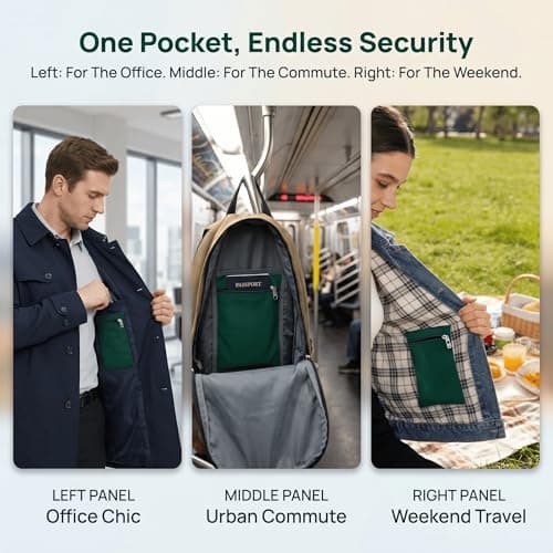 3-Pack Sew in Side Pocket with Zipper, Invisible Canvas Hidden Wallet for Travel Jacket with Hidden Pockets, Anti-Theft Security Pouch for Coats Hoodies Sweatshirts (C) — view 4