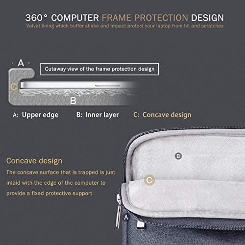 Voova Laptop Sleeve 15.6 Inch, Laptop Case for MacBook Pro 16, Grey — view 3