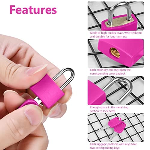 Flintronic 4 Pack Suitcase Lock with Key Small Padlock Luggage Lock Travel Lock Backpack Lock, Color Metal Padlock with Key, Small Padlock for Travel Backpack Play Fitness — view 4