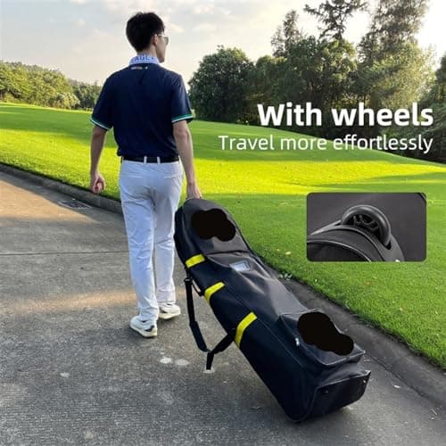 L6NqIAG Oxford Cloth Golf Travel Plane Bags Golf Aviation Bag with Wheel Golf Travel Bag(Pink HKB002) — view 3