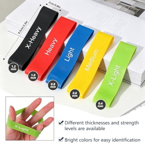 5 Pack Toe Exercise Bands, TPE Toe Strap with Multi Resistance for Bunion Support, Toe Stretch Bands for Foot Strengthener Training, Home Workout, Travel Use with Storage Bag Included — view 2