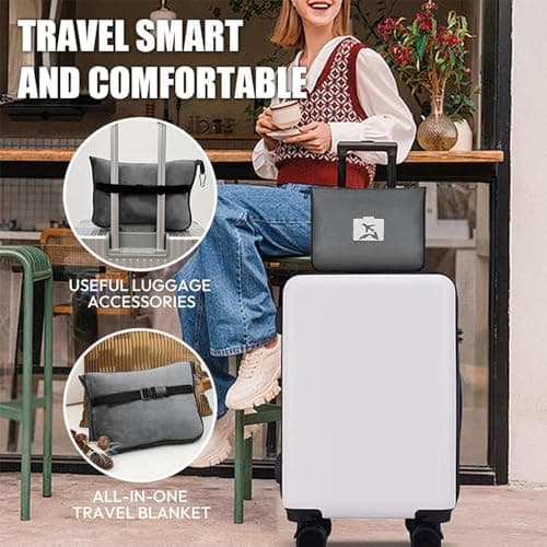 Shirene Travel Blanket,Ultra-Lightweight Airplane Blanket Vacuum Compressed Polyester Travel Blanket for Long-Haul Flights Cars Camping and Outdoor Activities Warm Packable Accessory Blanket — view 5