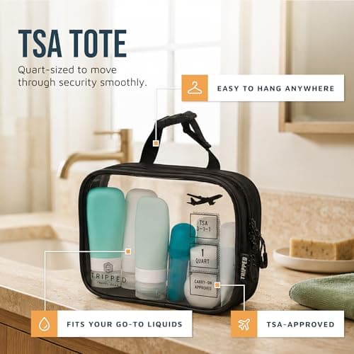 Toiletry Bag Kit Set: Hanging Travel Toiletry Bag + 311 TSA Cosmetic Liquid Bag + Ultralight Accessory Organizer Pouch, Black Ripstop, 3 Piece Toiletry Set — view 4