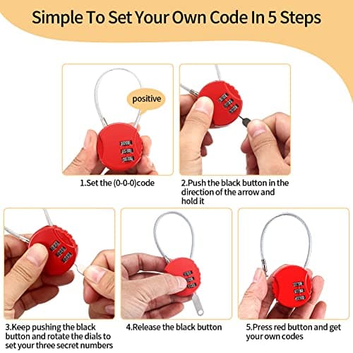 XUIIOSOOKP 4 Pcs Small Padlock Combination Padlocks 3 Digit Keyless — view 3