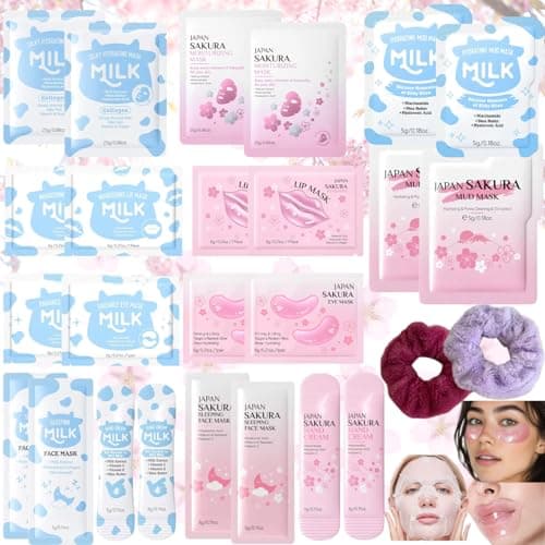 Sakura & Milk SkinCare Set 26 PCS,Birthday's Pamper Gifts for Teenager Girl