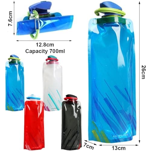WFKKMEQ Foldable Water Bottle, 700ml Collapsible Stock Bottle, Soft Flexible Foldable Reusab Water Bottles for Gym Camping Cycling Outdoor Sports Hiking - 4 Pieces Hooded Cape — view 2