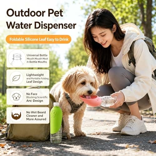 Portable Dog Water Bottle 2 Pack – Travel Pet Hydration Cup | Silicone Leakproof Drinking Bottle For Dogs Outdoor Walks Hiking Lightweight Water Feeder Bowl Dispenser (Green) — view 4
