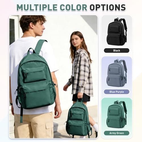 HYC00 School Backpack for Teens Secondary School Bag Girls Boys College Backpack Water Resistant 15.6” Laptop Backpacks for Women Men Anti Theft Rucksack Bags Work Bookbag Student Daypack,Army Green — view 6