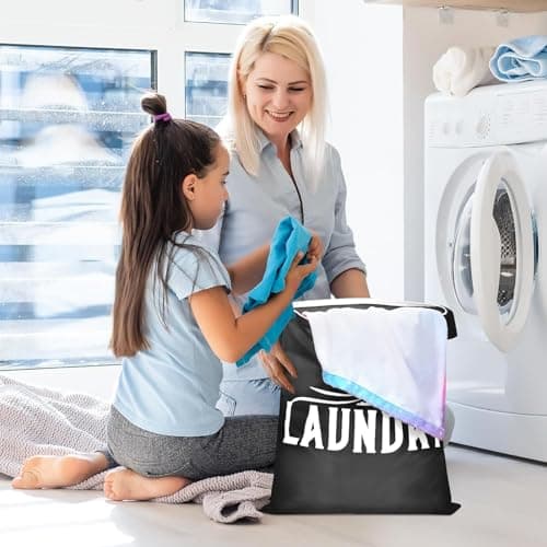 Cenvialuxy Travel Laundry Bag with Handle, 2 Pcs Waterproof Laundry Bags with Zips, Foldable Dirty Laundry Travel Bag, Wet Bags for Swimming, Fitness, Yoga (Black+Pink) — view 5