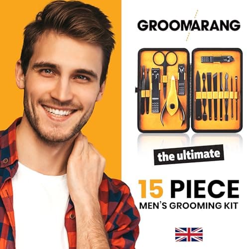 Groomarang 15pc Mens Manicure Kit - Stainless Steel Corrosion Resistant Nail Clipper Grooming Set — view 3