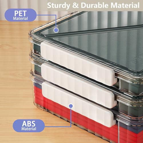 SAYEEC Plastic Storage Box Clear Stackable Storage Bins with Lids and Handle Large Capacity Storage Containers File Protector Case Organizer Portable Project Case for A4 Paper Photo Document Scrapbook — view 3