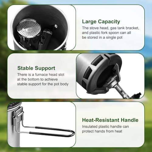 Camping Pot 600 ml 162 g Ultralight Foldable with Heat Exchanger for Outdoor Gas Stove Highly Efficient Camping Cooking Pot for Hiking & Travel — view 4