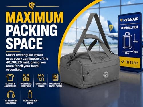 Wow Travel 40x30x20 Cabin Bag Compatible with Ryanair and Wizz Air Underseat Cabin Bag, Free Carry On Travel Bag, Lightweight Personal Item Hand Luggage for Weekend Trips and Flights (Mustard) — view 3