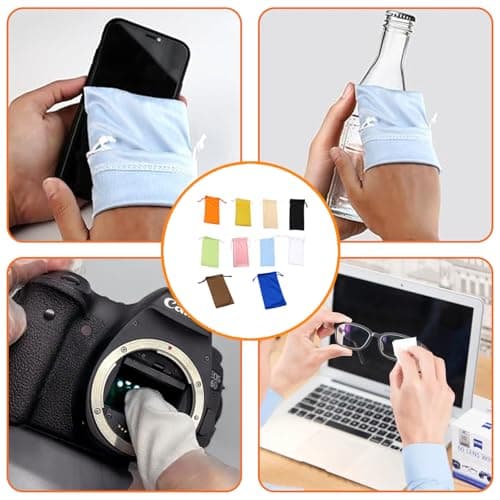 Shatore 10-Pack Microfiber Glasses Pouches, 18x9.5cm Soft Sunglasses Storage Bags, Portable Eyewear Cases for Travel and Daily Use — view 5