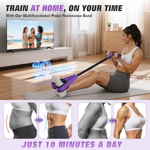 Upgraded Pedal Resistance Band with Handles, Foot Pedal Resistance Bands for Women, Core Abs Leg Training, Exercise Bands for Full Body Workout Fitness, Home Gym Equipment, Pilates & Physical Therapy — view 2