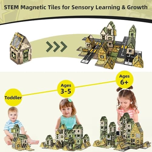 Army Toys Magnetic Tiles, Military Building Blocks Set for Kids Ages 3+ — view 3