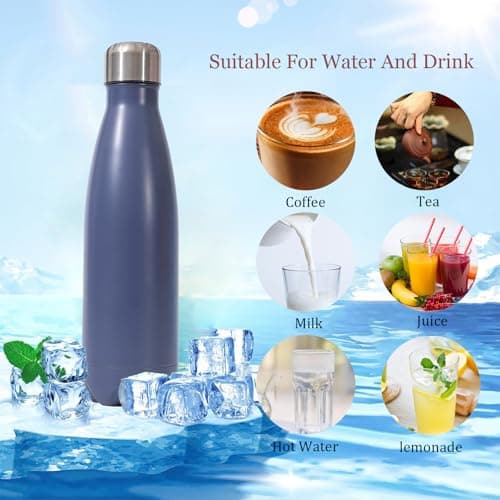 Insulated Water Bottle, 500ml Stainless Steel Thermal Flask, Vacuum Insulated Flask for Hot & Cold Drinks, Leak-Proof Thermal Metal Drinking Water Bottles for Kids, Gym, Sports, Travel (Blue) — view 5