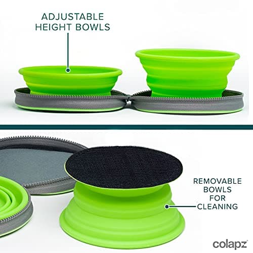 Colapz Collapsible Dog Bowls with Travel Case – Foldable Silicone Pet Feeding & Water Bowls for Travel, Camping & Hiking – Green — view 4