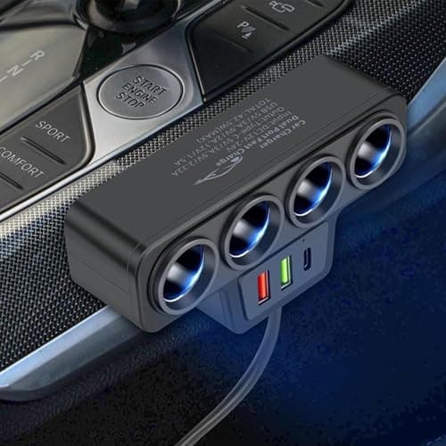 USB Charger Multiport – 4-Socket Super Fast Charger, Flexible Gooseneck Extension | 12 Inch Adjustable Arm, 360 Degree Rotation, Anti Vibration Cushion, Adapter — view 2
