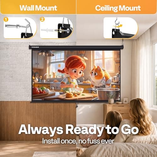 VIVOHOME 80Inch Projector Screen Pull Down Movie Screen with Auto Locking — view 4