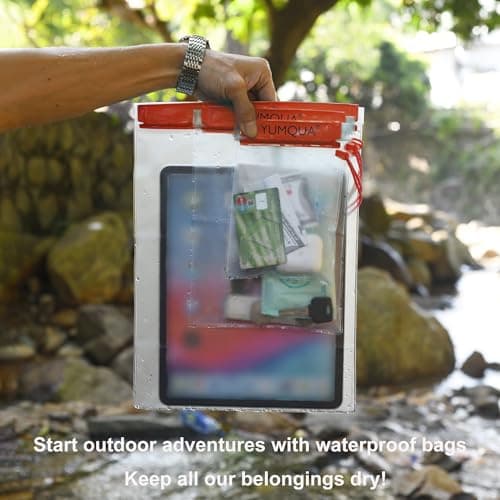 YUMQUA Waterproof Bag, Waterproof Pouch Dry Bag for Document Map Camera Tablet Phone Holder, Set of 3, Red — view 6