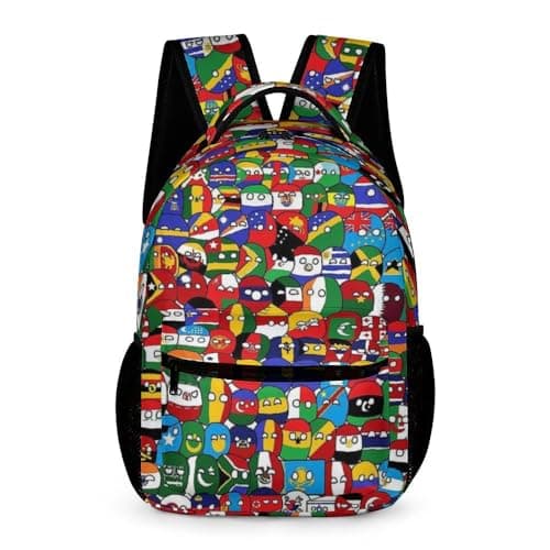 Woidxzxza Poland Ball Country Ball World Map Schoolbag Large capacity Student Backpack Outdoor Travel bag Boys Girls..., Black1, One Size, Modern