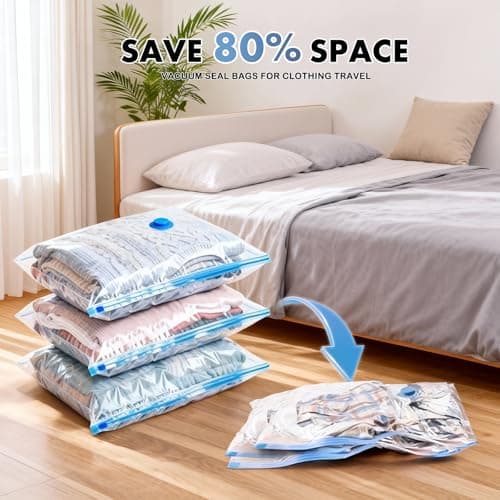 BoxLegend 8-Pack Vacuum Storage Bags for Travel & Clothes - 60x40cm Perfect Fit for 20-Inch Suitcases, Space-Saving Compression Bags with Airtight Seal, Ideal Luggage Organizer & Travel Essentials — view 3