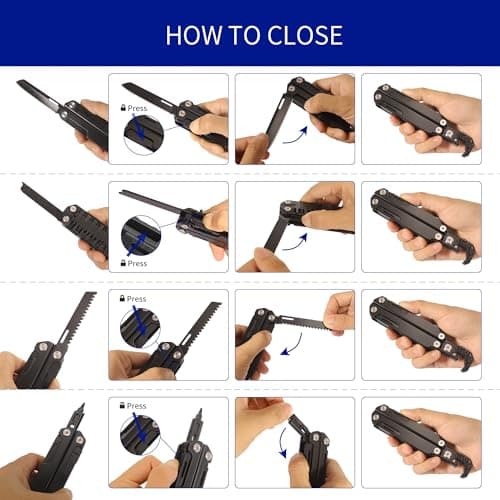 HONZIN Multitools 10 in 1 Pocket Multitool with Wrench, Can Opener, Bottle Opener, Saw, Screwdriver Set, Whistle, Fire Starter, Foldable Multi-Tool for Outdoor, Camping, Hiking, Repair, Gifts for Men — view 5