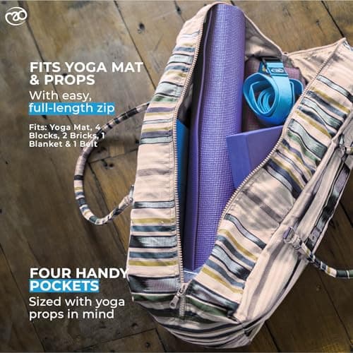 Yoga-Mad Deluxe Yoga Kit Bag | Full Zip Carrier with Storage Pockets | Pilates Unisex Bag, Stores Mat and Accessories | Suitable for Pilates, Yoga, Gym, Fits Most Mat Sizes (Blue) — view 2