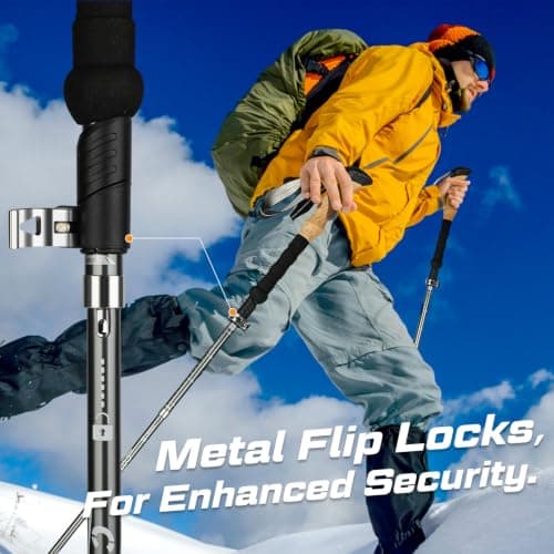 covacure Walking Poles, 7075 Aluminum Tri-fold, Adjustable Height, 2PCS — view 4