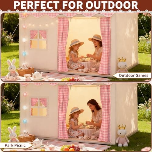 FREEAMG Kids Play Tent with Multi-Coloured Ball Lights & Storage Bag Pink — view 5