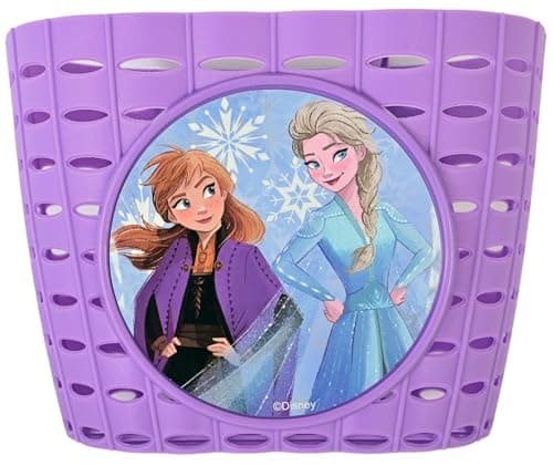Disney Frozen Kids Bike Basket with Easy Handlebar Bag Attachment - Cycling Storage for Childrens Treasures During Bicycle Rides - Fastening Strip for Secure Fitting - Officially Licensed Fun Design — view 2