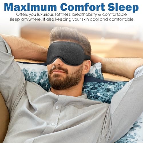 MSC 100% Blackout Sleep Mask for Women & Men - Zero Pressure Sleeping Eye Mask with Skin Friendly Fabric & Ergonomic 3D Design for Comfort, Ultra-Soft Eyemask for Travel, Shift Work, & Home — view 6