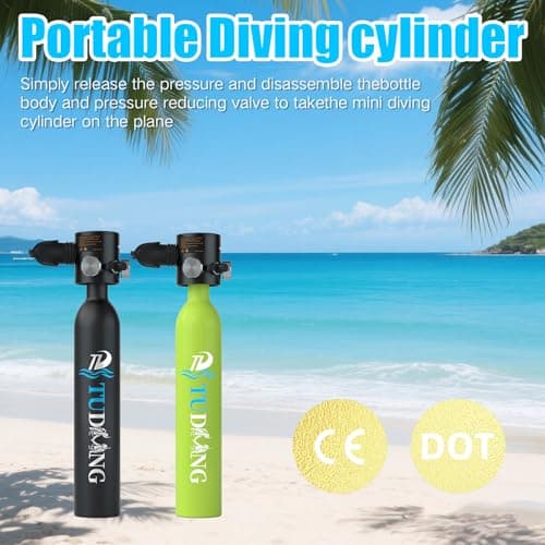 TUDIVING-0.5L Portable Mini Scuba Tank with Pump,Diving Oxygen Cylinder with Full Face Snorkel Mask,Lung Tank Kits for Underwater Diving Breathing Training/Rescue/Boat Cleaning — view 6