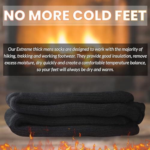 HiFEN® 3 Pairs Multipack Mens Extra Thick Warm Thermal Socks Black Heated Boot Socks — view 3