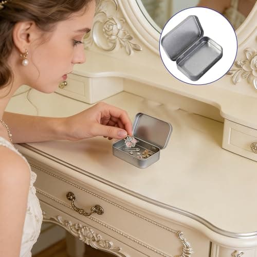 ASREJUR 2 PCS Lightweight and Portable Small Tins with Lids, 95mm* 60mm* 20mm Metal Tin, Small Metal Box for Store-Containers of Little-sized Things of Daily Life, Travel and Festival(Sliver) — view 6