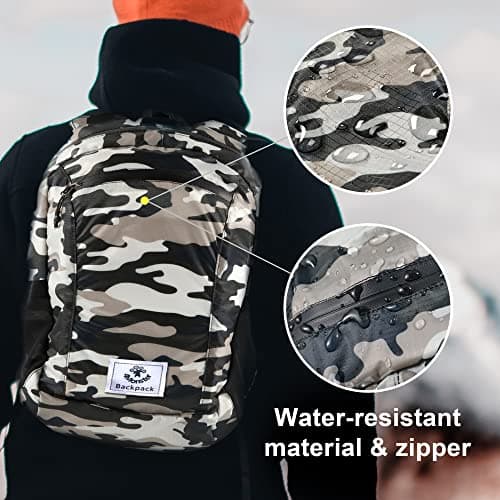 4Monster Packable Backpack Ultra Lightweight, Foldable Backpack Water Resistant, Hiking Daypack for Travel Camping Outdoor, Daily Walk-around, Cycling, Sports, Excursions(Camouflage Brown, 16L) — view 3