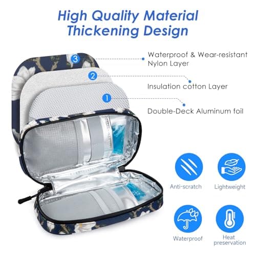 YOUSHARES Insulin Cooler Travel Case, GLP-1 & Insulin Pen Cool Bag, TSA Approved Medication Cooler with 2 x 80g Ice Packs, Large Capacity, Holds 4-5 Pens, Fits Monjaro, Ozempic & Diabetic Supplies — view 6