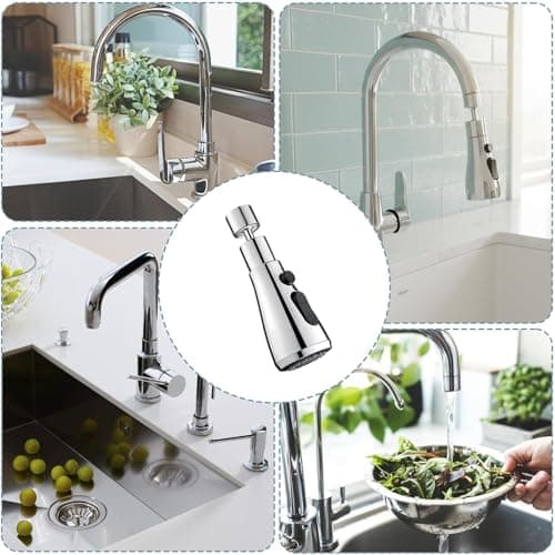 Faucet Extender,360° Rotating Kitchen Tap Spray Head Tap Extender for Kitchen Sink Universal Faucet Adapter Multi-Pattern Tap Attachment for Kitchen Sink Tap Aerator and Sprayer Silver — view 4