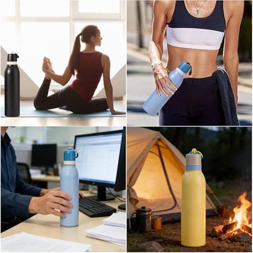 24oz Insulated Water Bottle with Straw & Strap, Stainless Steel Double Wall Vacuum Flask, Reusable Thermal Flask for Keeps 24H Cold/12H Hot, Leakproof BPA-Free for Travel, Gym, Hiking (Army Green) — view 6
