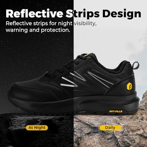 FitVille Mens Extra Wide Walking Shoes, Hiking Trainers X-Wide 10 Black — view 6