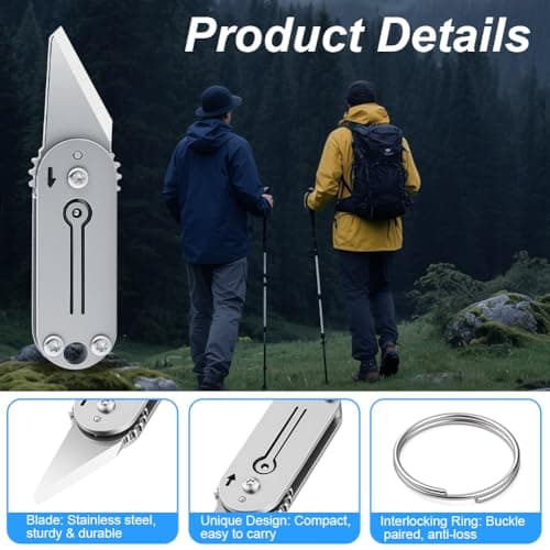 Vicloon Pocket Knife, Multi-Function Pocket Box Opener, Folding Utility Knife, Camping Multitools, Stainless Steel EDC Gadget for Camping, Hiking, Office and Daily DIY Tasks, Gift for Men — view 3