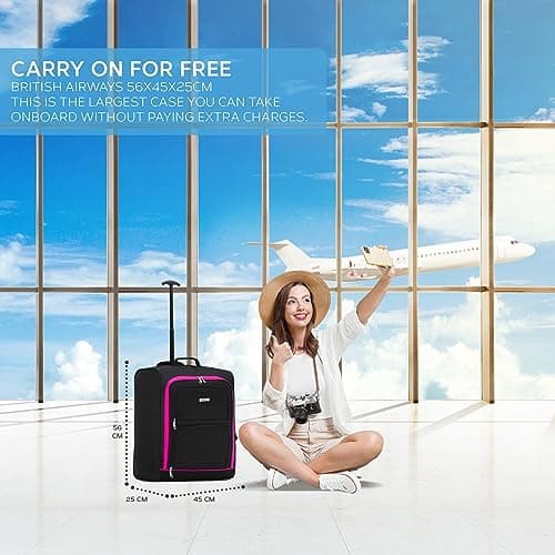 Flight Knight Carry On Cabin Suitcase easyJet (Overhead) Approved Large 2 Wheels Lightweight Bag Ideal for Airline Travel 56x45x25cm — view 2