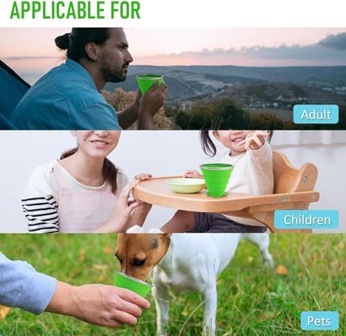 ddLUCK Silicone Foldable Cups, Travel Camping Mug with Plastic Sealing Lid — view 5
