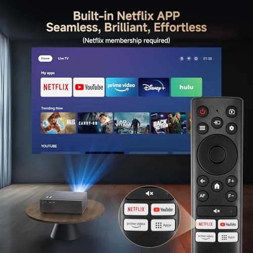 4K Smart Projector for Bedroom | 1500 ANSI, Compatible with Netflix & Dobly Audio | KOGATA AI Auto Focus, 6D Keystone, 100%–50% Zoom, WiFi 6 & Bluetooth 5.4 | Outdoor & Indoor Home Cinema Projectors — view 3