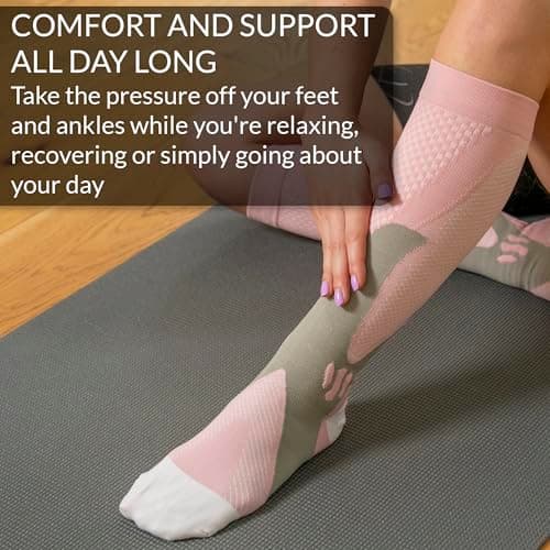 360 RELIEF 1 Pair Compression Socks for Women & Men - Graduated Support - Ideal for Running, Travel, Pregnancy, 15-20 mmHg, S/M, Blue — view 4