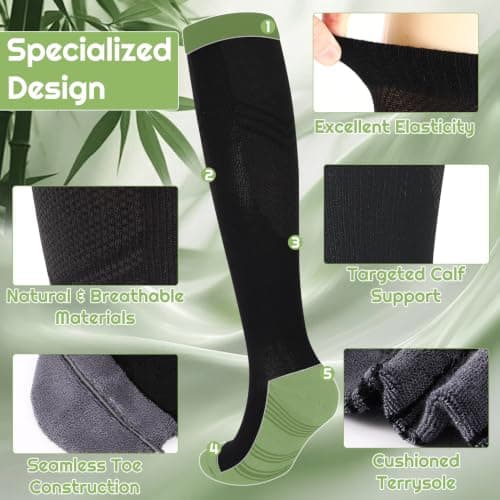 KKuSoxyy 3 Pack Compression Socks for Women Men, Bamboo Viscose 15–20mmHg — view 5