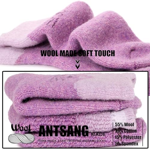 ANTSANG Kids Merino Wool Walking Socks for Toddlers Boys Girls Winter Hiking Thick Warm Heavy Thermal Cosy Crew Boot Cabin Gift Socks 6 Pairs(Little Cat,1-3 Y) — view 3