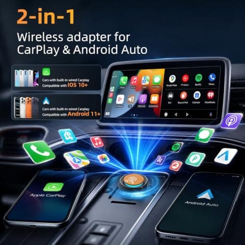 Wireless CarPlay & Android Auto Adapter UK with 2026 Upgraded Switch Button — view 3